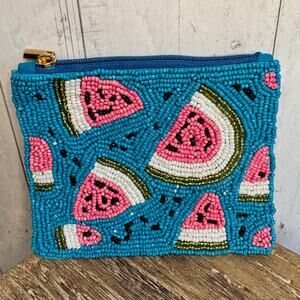Beaded Coin Purse Blue Wallet Watermelon Fruit Gift Travel Pouch New FAST SHIP